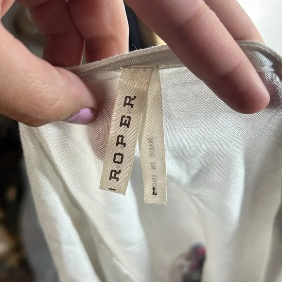 Roper Short Sleeve Button Up Blouse White Black Cowboy Rodeo Tie Front Womens L - Picture 6 of 9